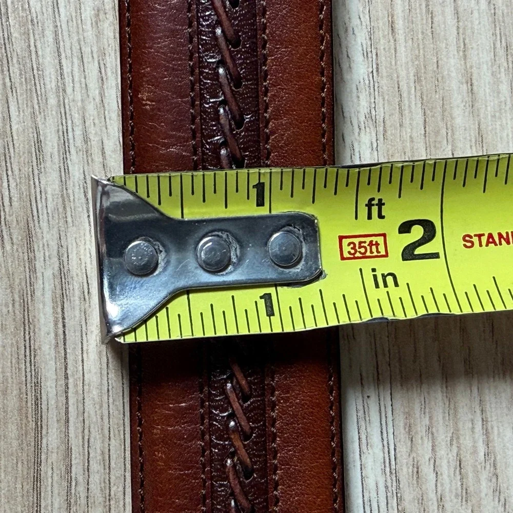 Mezlan Belt Mens 32 Brown Woven Leather Dress Belt Made in Spain M4929